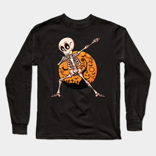 Halloween Boys Girls Dabbing Skeleton Kids Skeleton Dab Long Sleeve T-Shirt